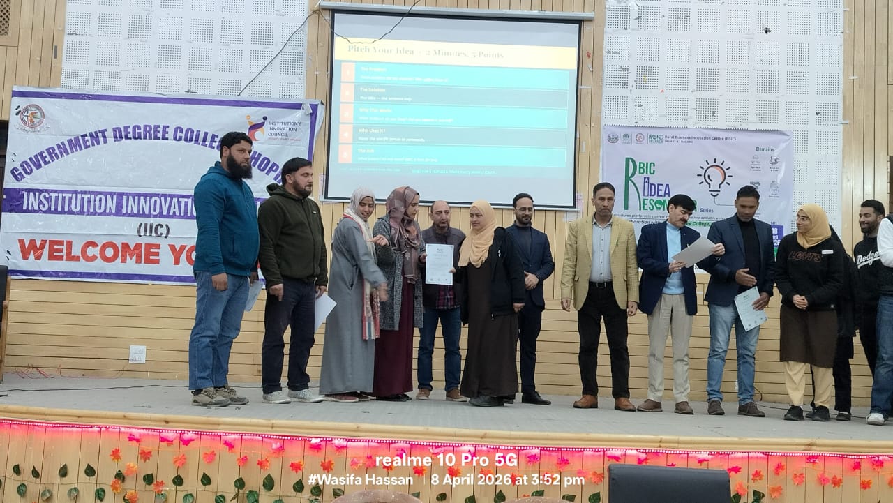 Participation of Economics students in One-Day Ideation Program From Grassroots Problems to Scalable Startups Government Degree College, Shopian Apr 16, 2026 - Image 1